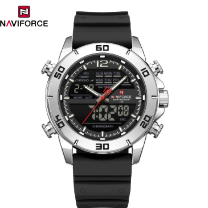 NAVIFORCE Dual Display Quartz Watch For Men Luxury Fashion Popular Waterproof Timing Network Steel Strip Mens Watch Reloj Hombre