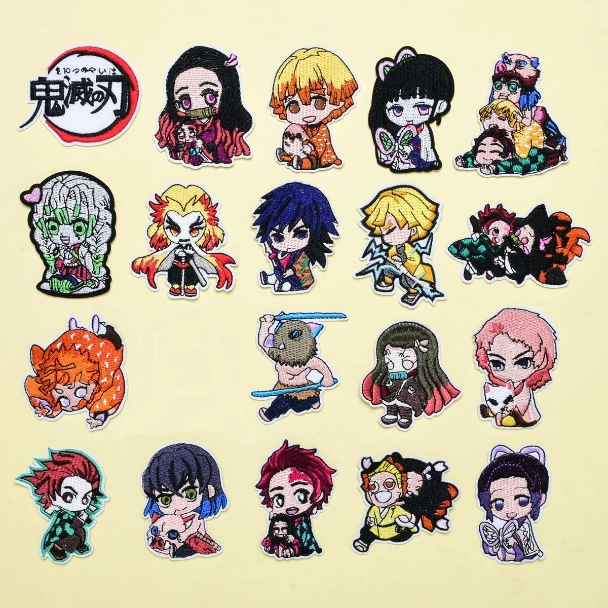 

19Pcs Anime Demon Slayer Series For Clothes Sticker Iron Embroidered Patches For Hat Jeans Sew Ironing Patch DIY Cartoon Badge