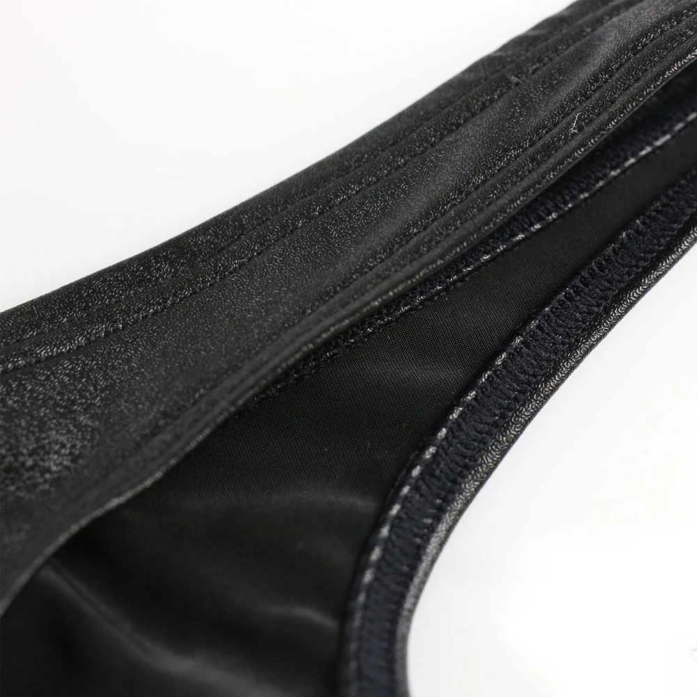 Men Low Waist G-Strings SissyPouch Extreme Men's Panties Solid Faux Leather Thong Underpants Underwear For Man Very Hot Lingerie