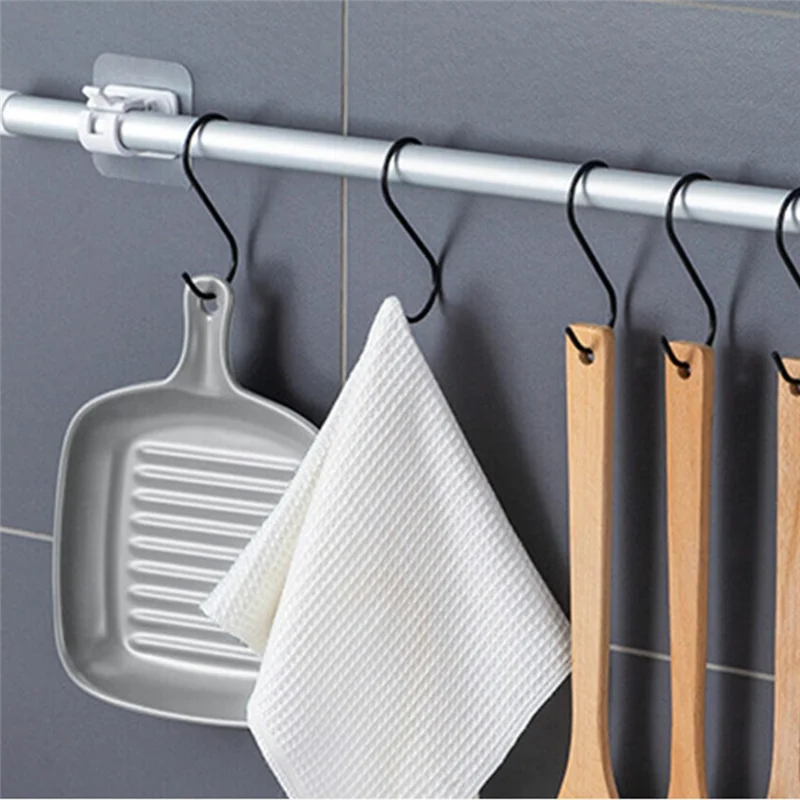 10Pcs Hooks for Curtain Rod Without Nails Curtain Rod Brackets No Drilling Self Adhesive Fixed Clip Curtain Bracket