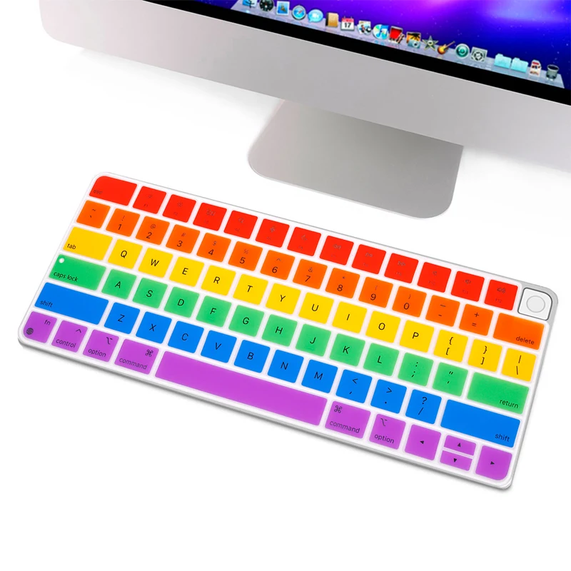 HRH dla Apple Magic Wireless keybord Cover (wydanie 2021) A2450 A2449 IMAC naklejki na klawiaturę Protector Rainbow Silicone Cover US