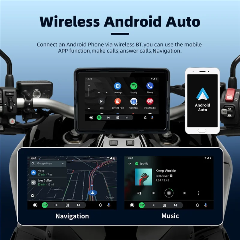 오토바이 디지털 대시 보드 5.0 인치 네비게이션 디스플레이 휴대용 무선 스크린 Carplay Moto Android 자동 지원