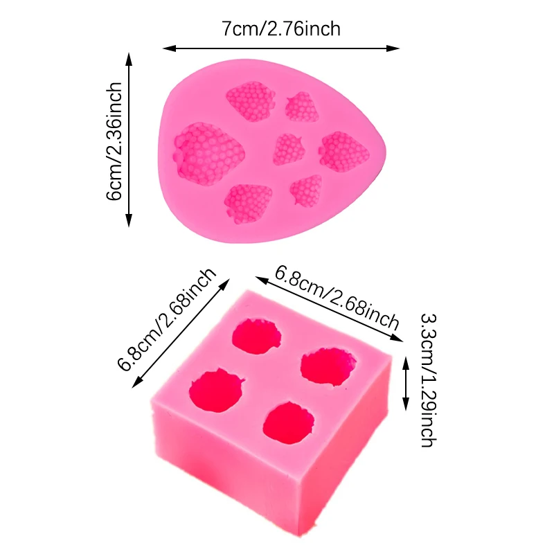 Cetakan silikon lilin stroberi 3D cetakan lilin aromaterapi buatan tangan cetakan lilin Fondant cetakan Resin cokelat dekorasi kerajinan rumah