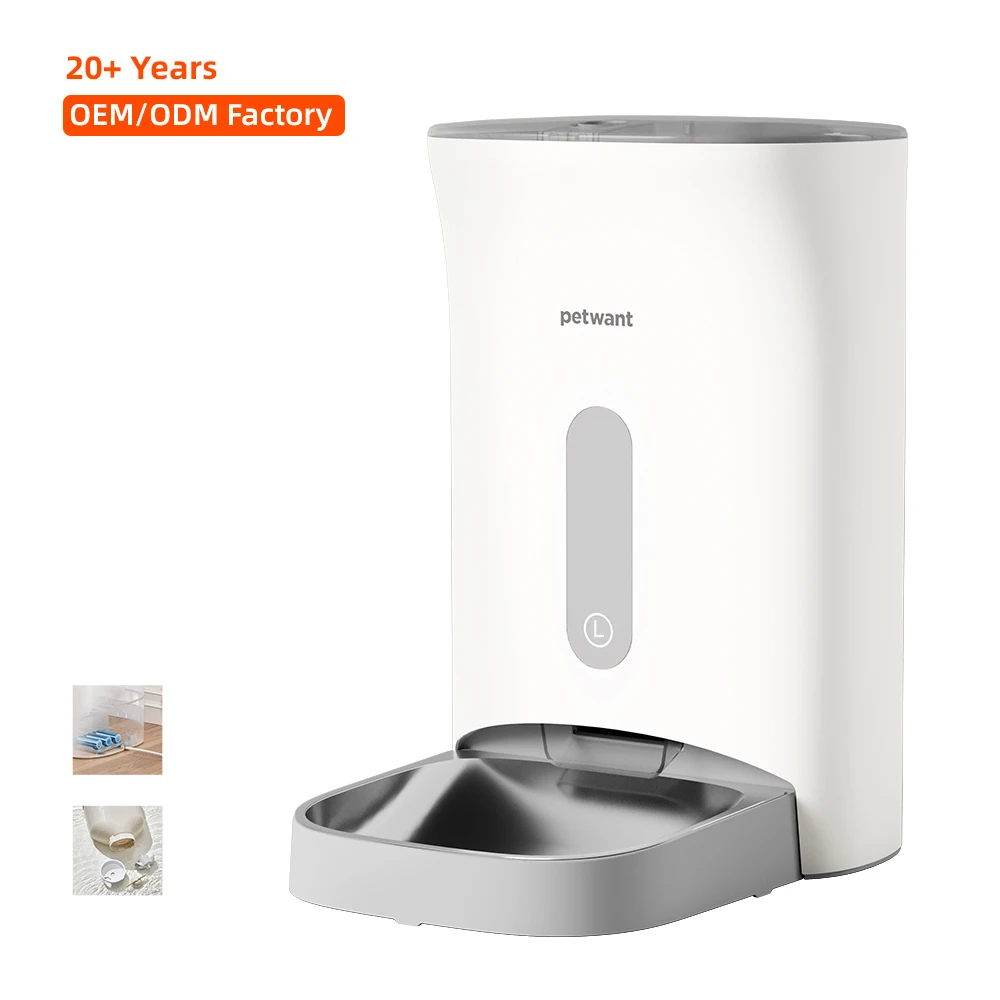 

Petwant 4.5L WIFI Tuya APP Smart Pet Feeder 4 Meals Timed Dual Power Dog Cat Auto Food Dispenser with Stainless Steel Bowls