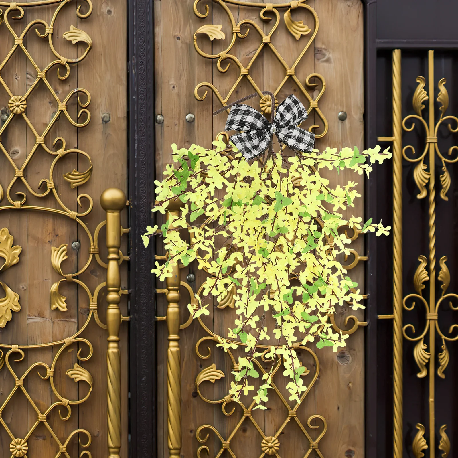 

Artificial Flower Swag Bowknot Front Door Spring Flowers Wedding Party Decor Hanging Flower Ornament Welcome Accent