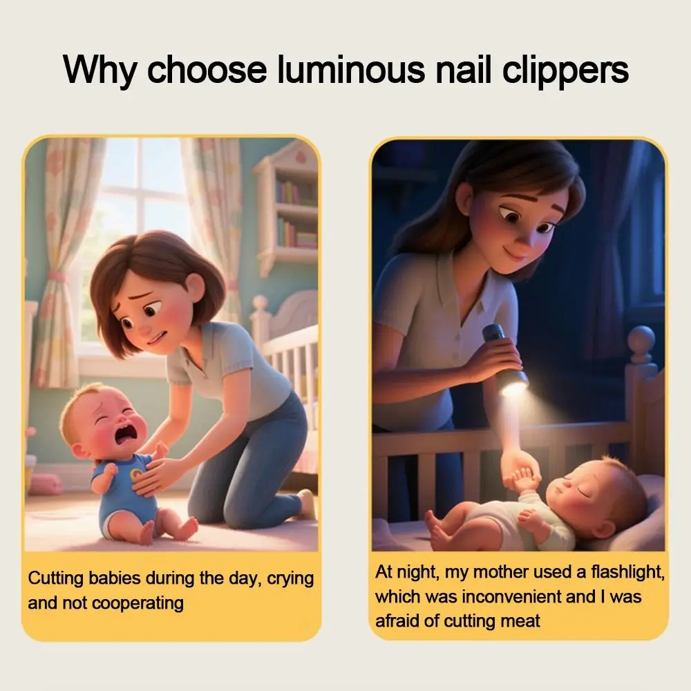 

With LED Light Baby Nail Clippers Ergonomic Anti-splash Design Nail Trimmer Safe Secure Nail Care Magnifying Glass Nail Clipper