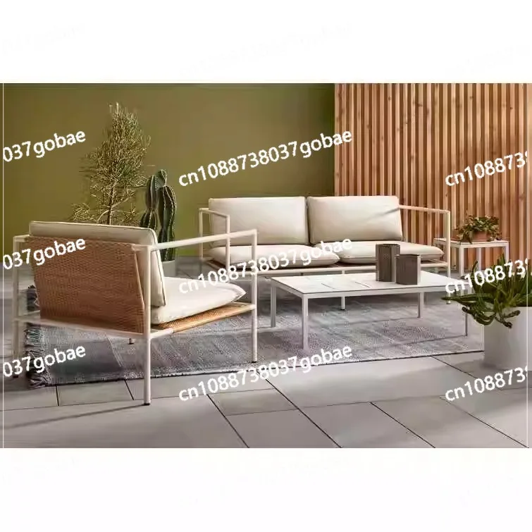 Outdoor sofa courtyard outdoor waterproof and sunscreen creative high-end rattan rattan chair rattan sofa villa  furniture