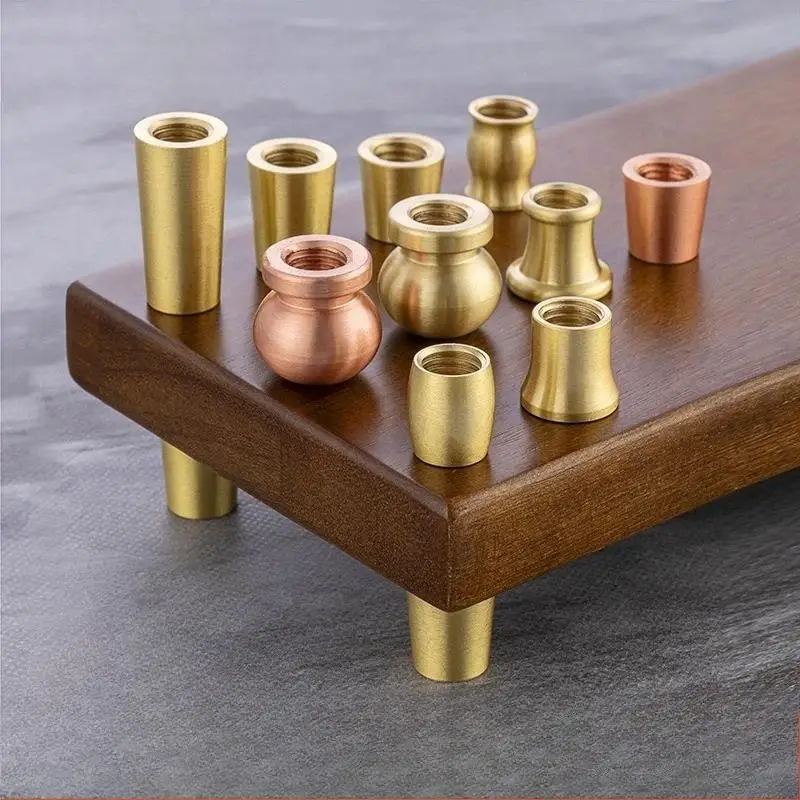 4Pcs Anti Slip Brass Wooden  Mini Riser for Jewelry Storage Box Display Tray Home Craft Decor
