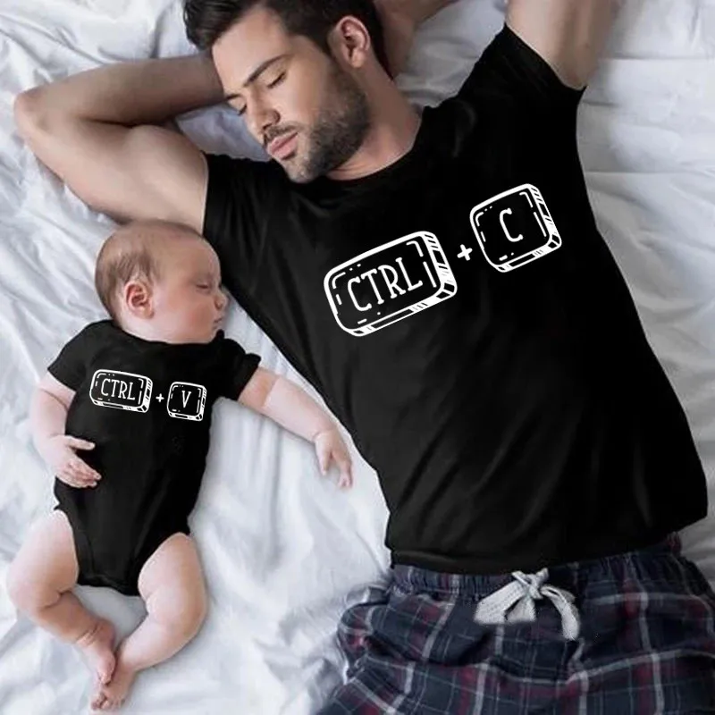 Ctrl C Ctrl V Mama und ich Familien-Matching-Outfits Lustige Copy-Paste-T-Shirts aus weicher Baumwolle für Vater, Mutter, Kinder und Babys – Detail 5