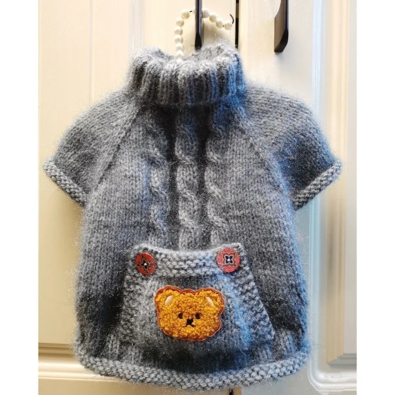 

Pet Pocket Bear Sweater Winter Warmth Dog Clothes Small to Medium Dog Cartoon Knitwear Teddy Soft Pullover