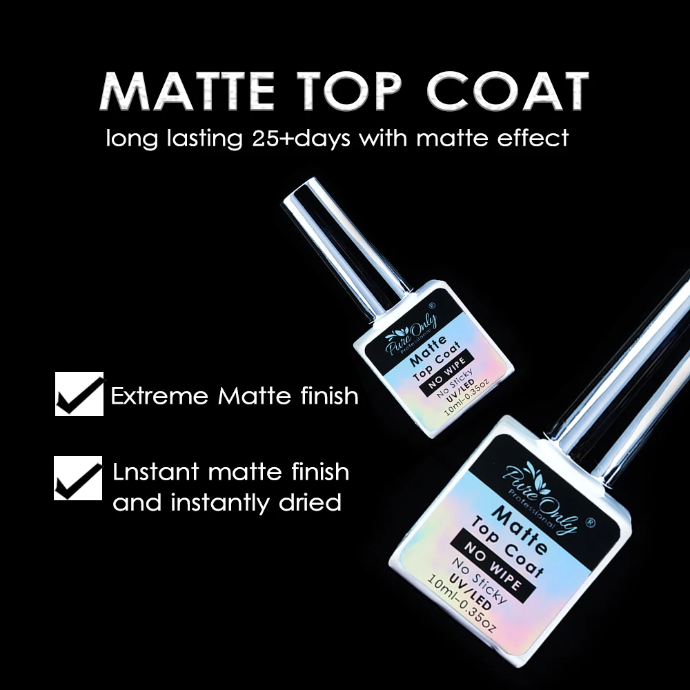 

Private Label Clear Matte Velvet Top Coat 10ml 2pcs High Gloss Non Wipe Base Top Coat Soak Off Uv Gel Nail Polish Long Lasting