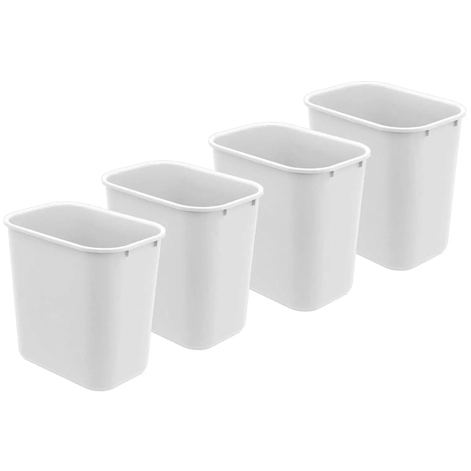 

Набор из 4 белых пластиковых мусорных корзин объемом 6,75 галлонов для офиса, дома и школы