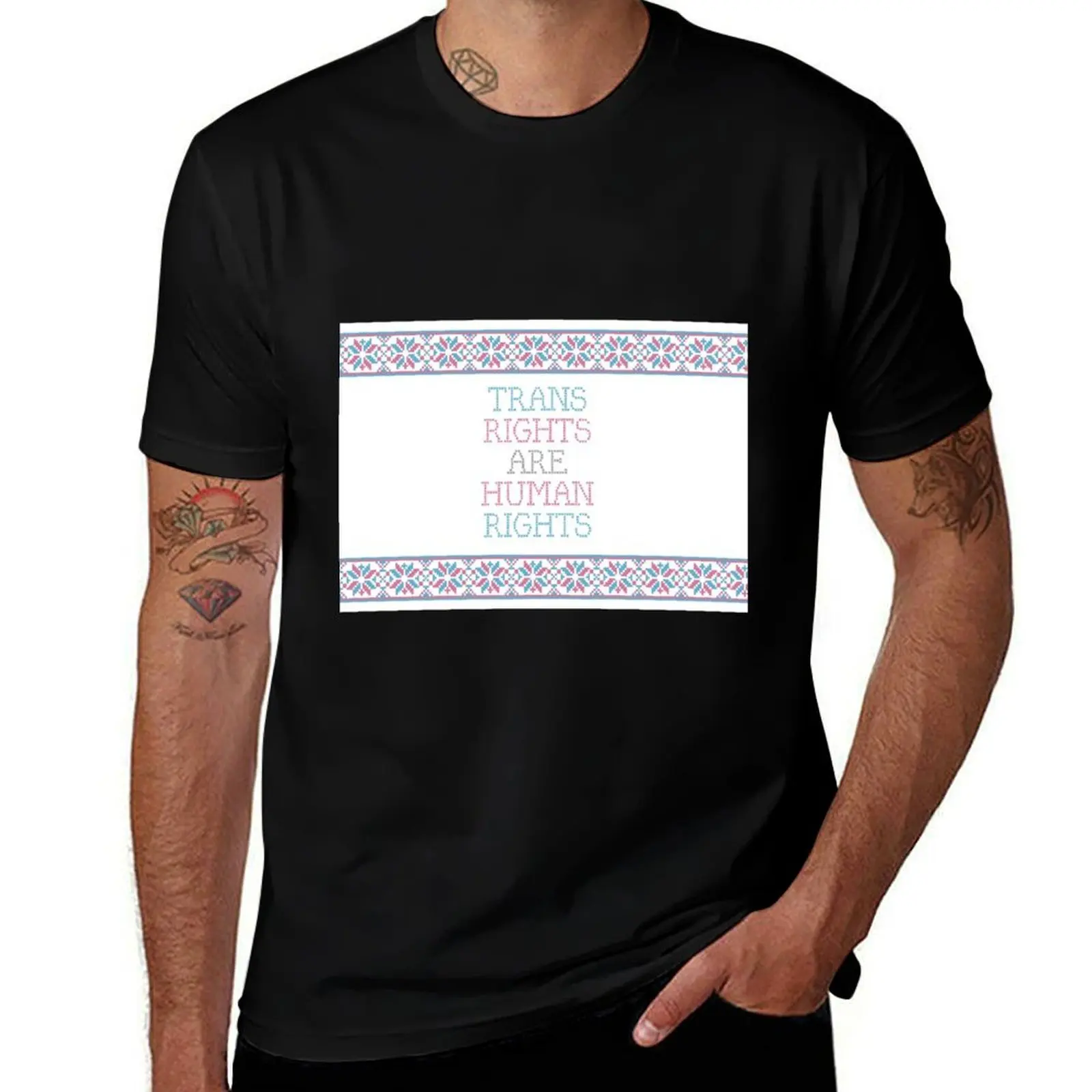 

trans rights vyshyvanka T-Shirt Fashion Pattern Printed Tee Shirt