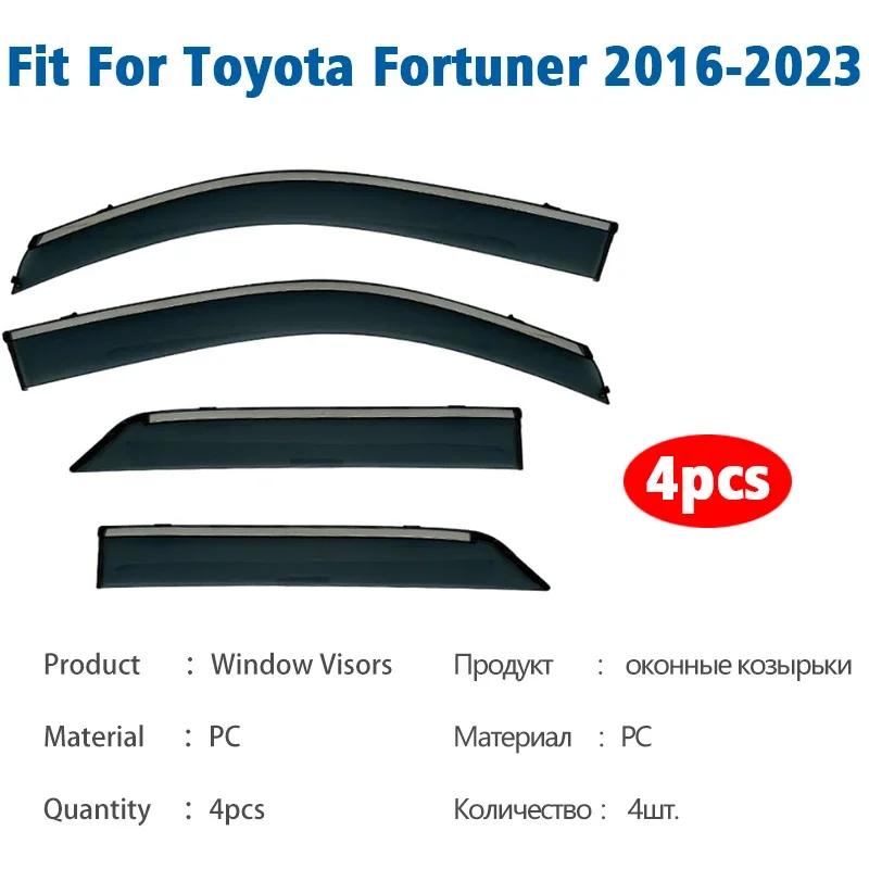 2016 2017 2018 2019 -2023  FOR Toyota Fortuner Window Visor Guard Vent Cover Trim Awnings Shelters Protection Sun Rain Deflector