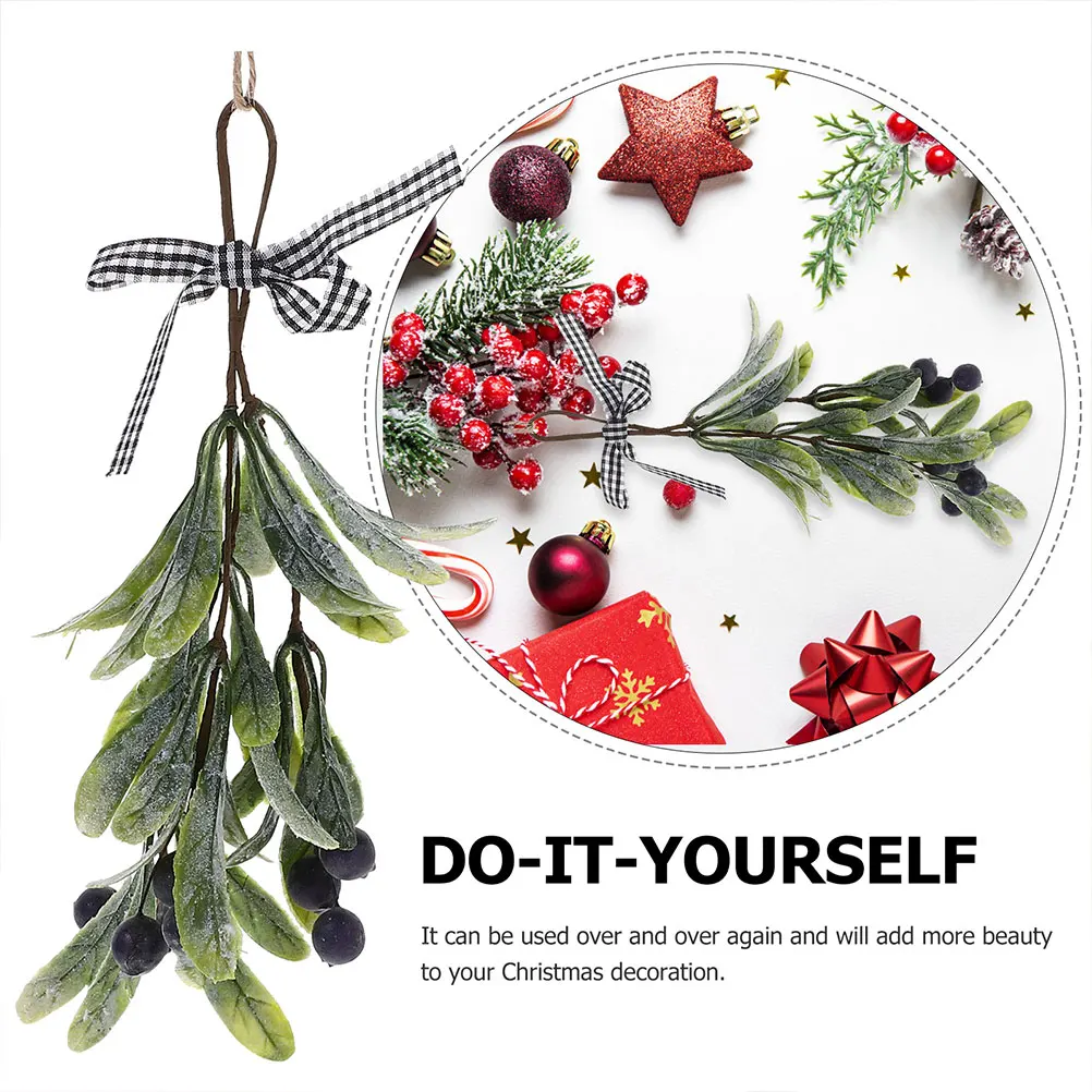 

2Pcs Artificial Mistletoe Branch Christmas Hanging Decor Realistic Door Pendant for Festival Party Home Cafe Restaurant