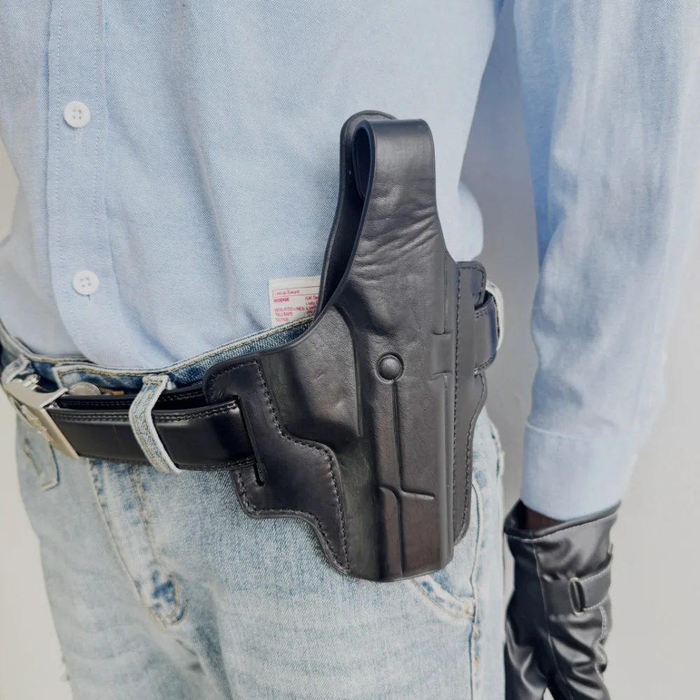 64/77/92 Pressure Molded Gun Holster Top-Grain Cowhide Tactical Training Film Prop Quick-Draw Waist Concealed Pistol Holster