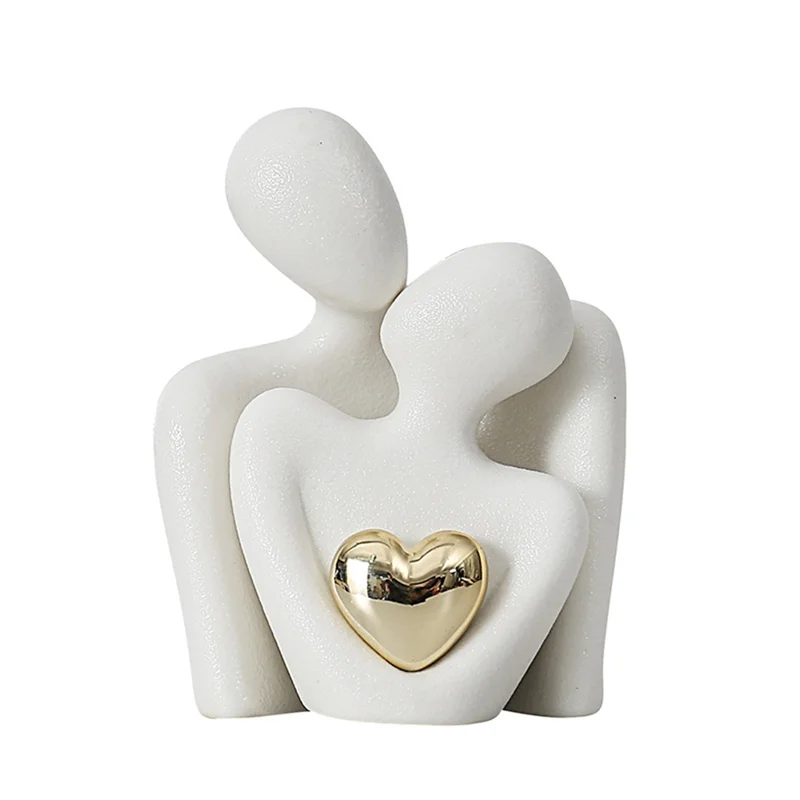 ABMR-Mini Escultura abstracta Decoración del hogar Chuch Knacks Parejas Amor Oficina Show Piezas Blanco A