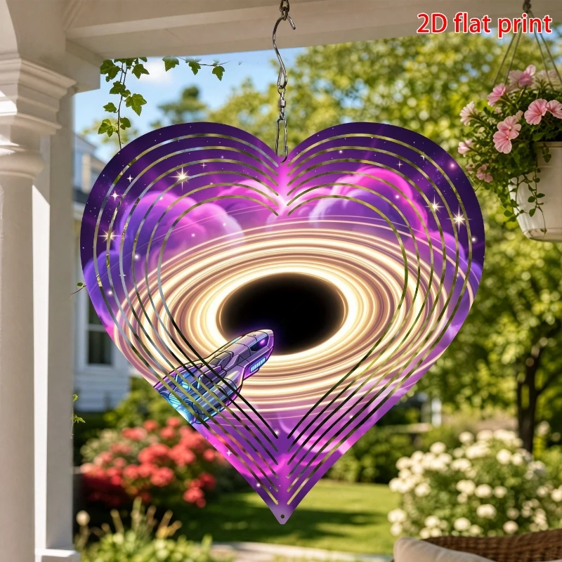 1pc, Heart-Shaped Wind Spinner, Rotating Wind Chime, with 360° 