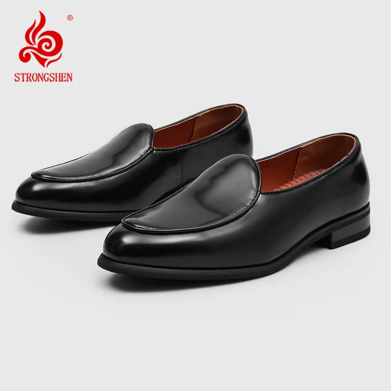 

Men's Black Loafers Slip-On Dress Shoes Business Formal Leather Shoes Thick Sole Casual Office Derby Shoes for Men