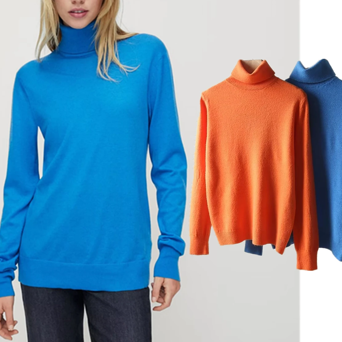 

Maxdutti Winter Sweaters Women Tops Candy Color Fashion Turtleneck Wool Knitwear Pullovers