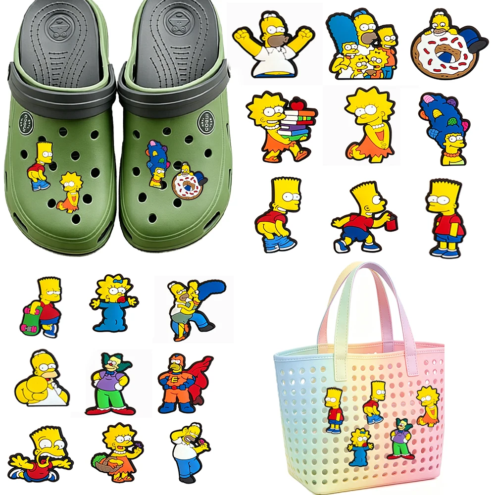 1-100pcs Cartoon Wacky Simpson Anime Series  PVC Shoe Charms Accessories DIY Creativity Sandal Wristbands Party Decorations