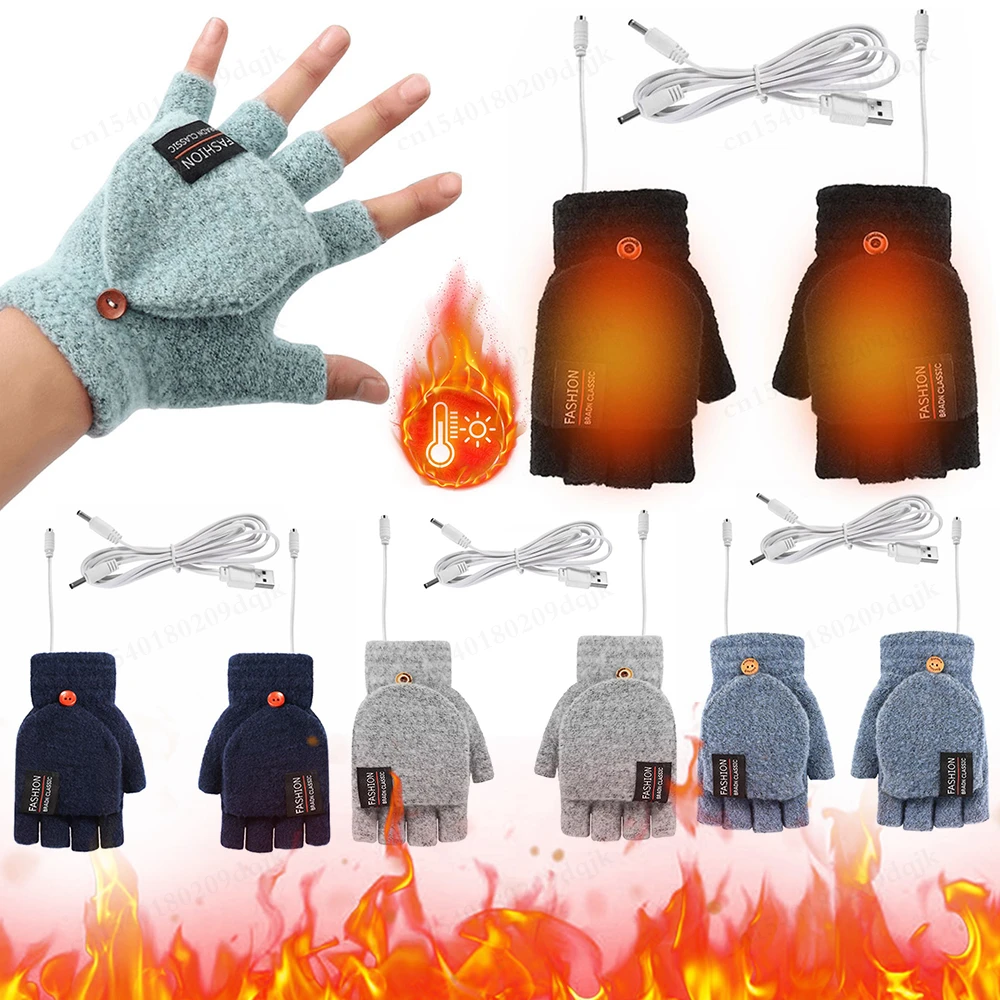 Luvas aquecidas elétricas aquecedores de mão luvas aquecedor térmico usb reutilizável inverno quente aquecimento portátil para esportes luvas de esqui