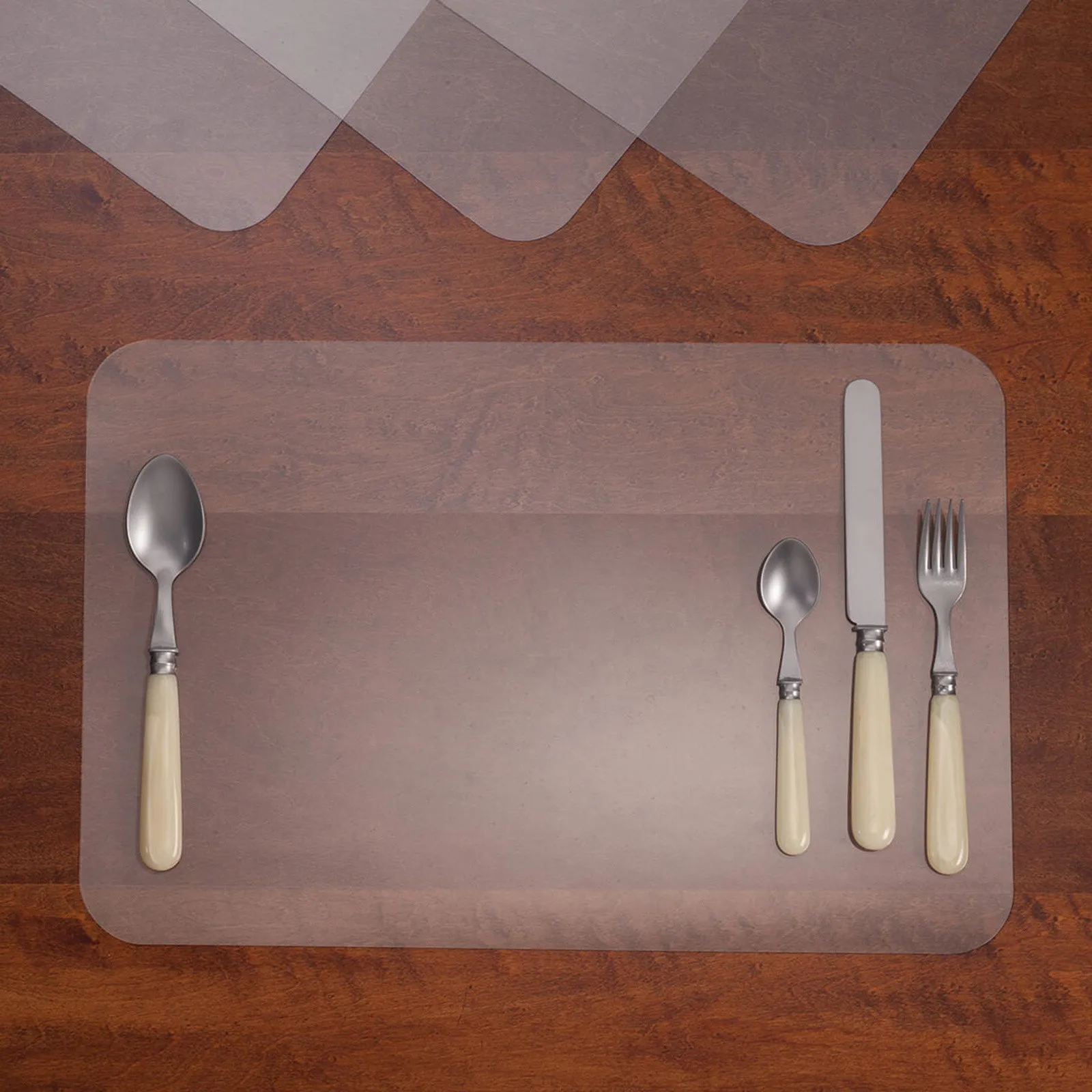 4PCS Transparent PVC Square Place Carpet Waterproof Oilproof Durable Non-Slip Anti-Fouling Heat Resistant Placemat