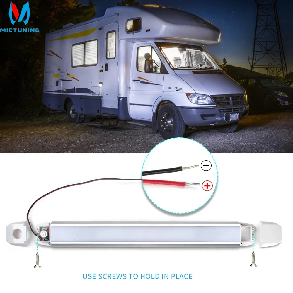 MICTUNING 12V RV Strip Light Bar With Switch 17Inch Tube Light Interior Light Bar,LampUnder Backlight For Room For Truck RV Van