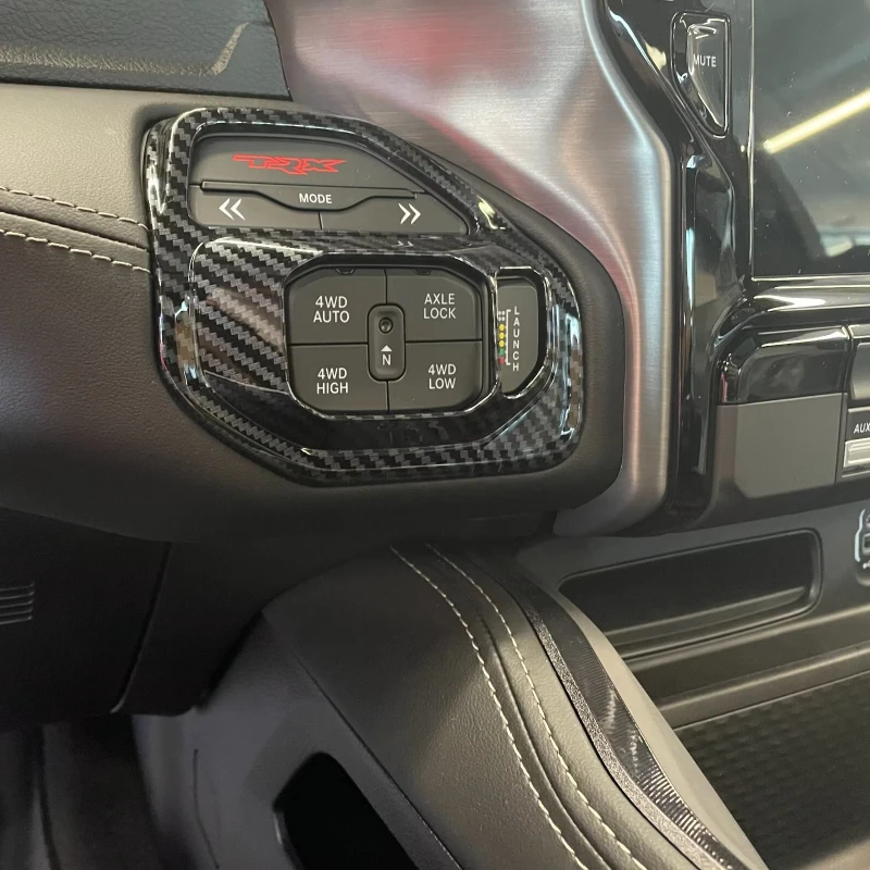 

For Dodge Ram 1500 TRX 2021 2022 2023 Interior Accessories Carbon Fiber Four-wheel drive adjustment switch sticker