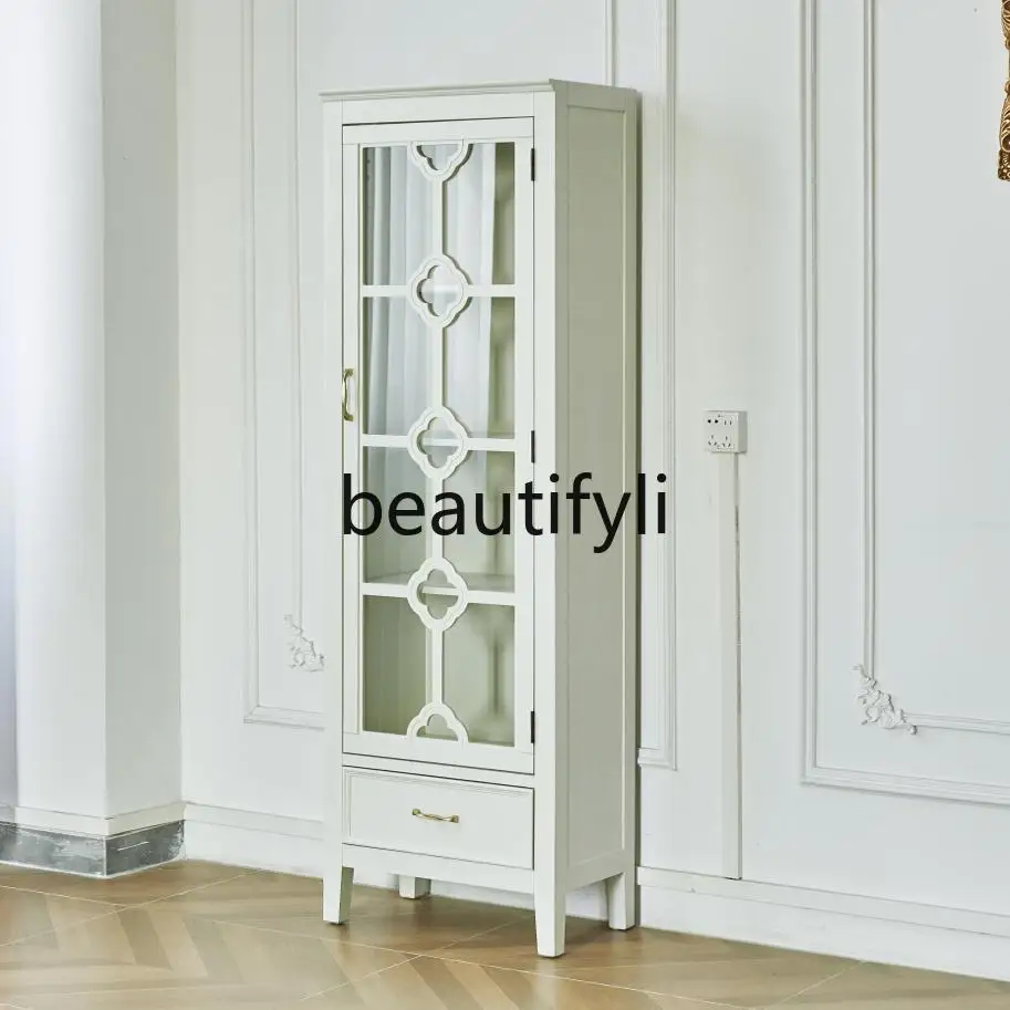 

American antique solid wood style bookcase French glass display case Large capacity modern combination wine case