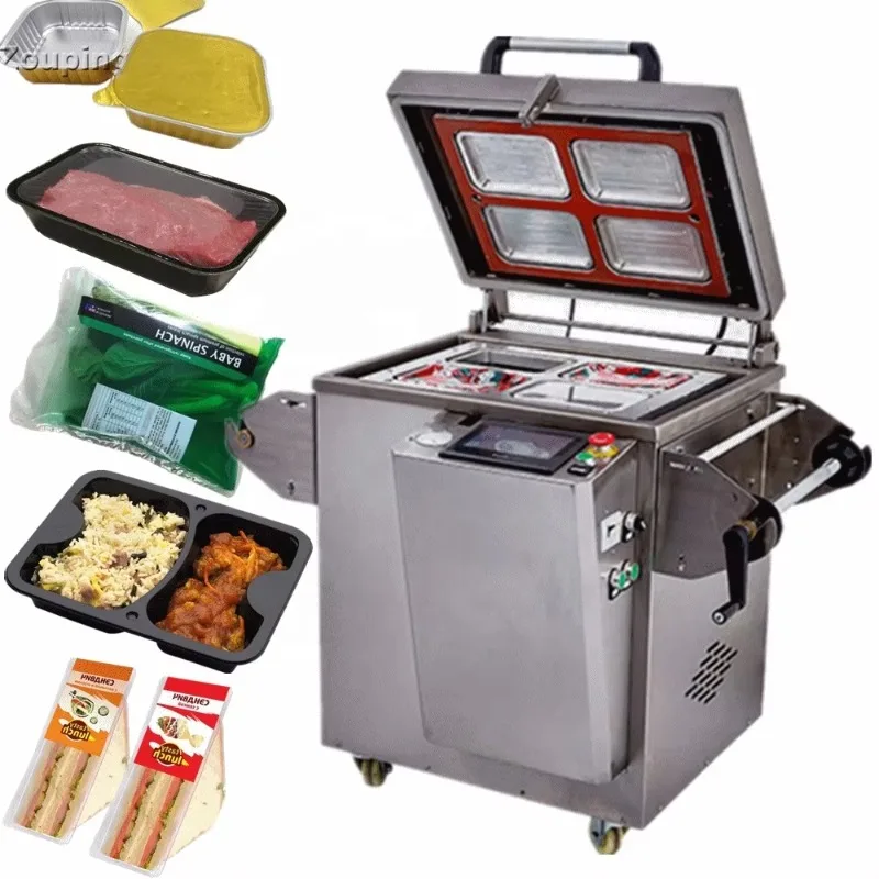 Modified Atmosphere Vacuum Tray Sealer Map Packaging Machine for Food Ready Meal Meat Fish Salad Customized