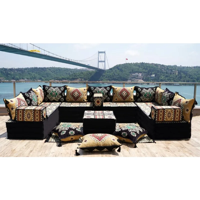 Floor Sofa Set with Backrest Cushions for Living Room, Customized