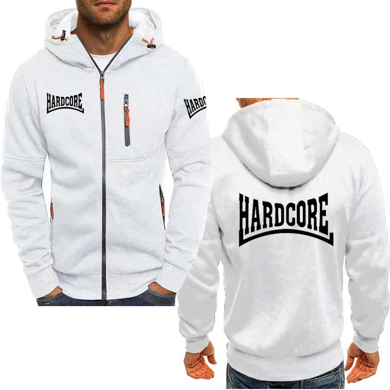 2025 men's hoodie comfortable top Hardcore printed Harajuku fashion casual Spring autumn solid color zipper jacket