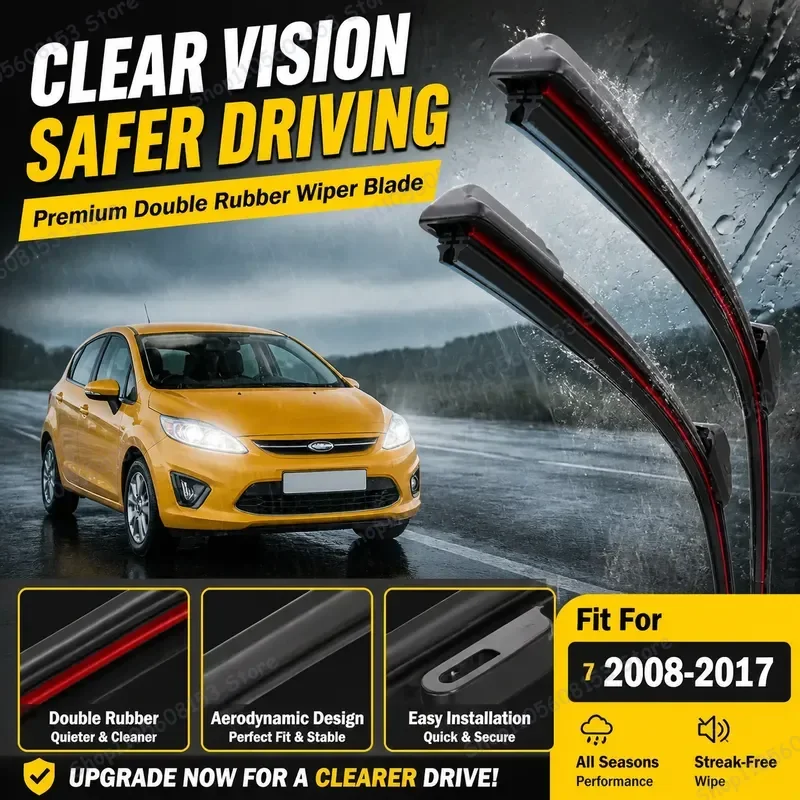 

For Ford Fiesta 7 2008–2017 Front Wiper Blades Double Rubber Windshield Wipers Replacement for Car Windscreen Accessories