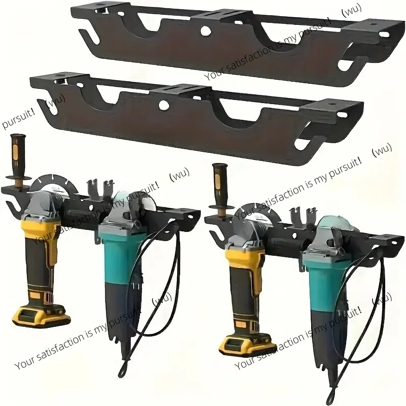 for Milwaukee/DeWalt, Cutters Polishers Garage Workshop Storage 2-Slot Angle Grinder Holder Wall-Mounted Metal Rack w/Hooks