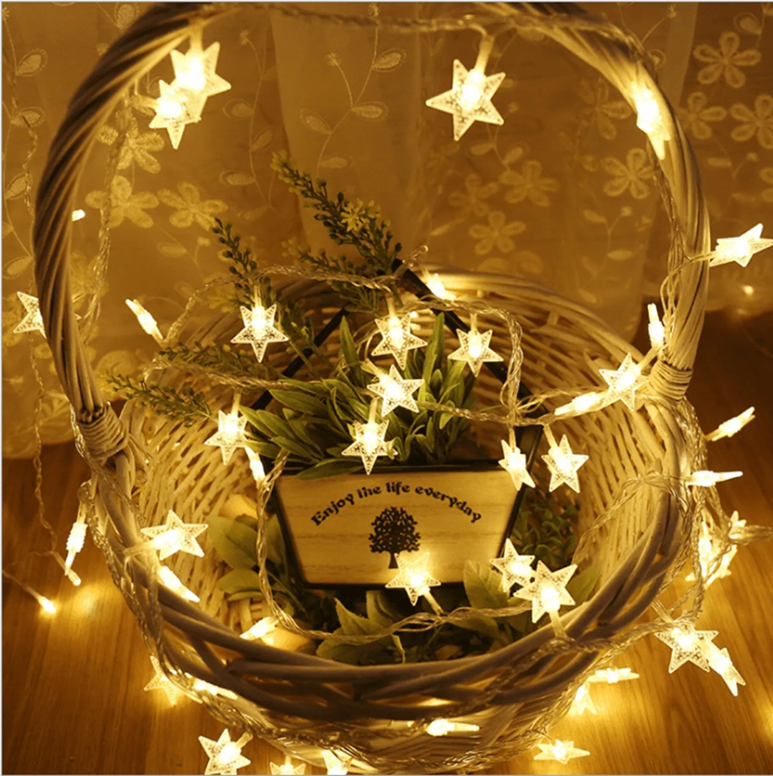 

20 Lights 9.84ft Star-Shaped String Light Usb String Light For Family Gatherings Warm White Indoor Light Christmas Decoration