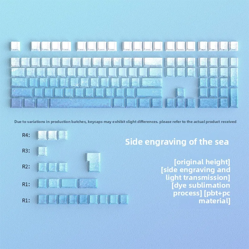 

Колпачки для клавиш Ocean Theme PBT Dye-sub, 128 шт., полный мини-набор, настраиваемый OEM-профиль с боковой печатью и подсветкой