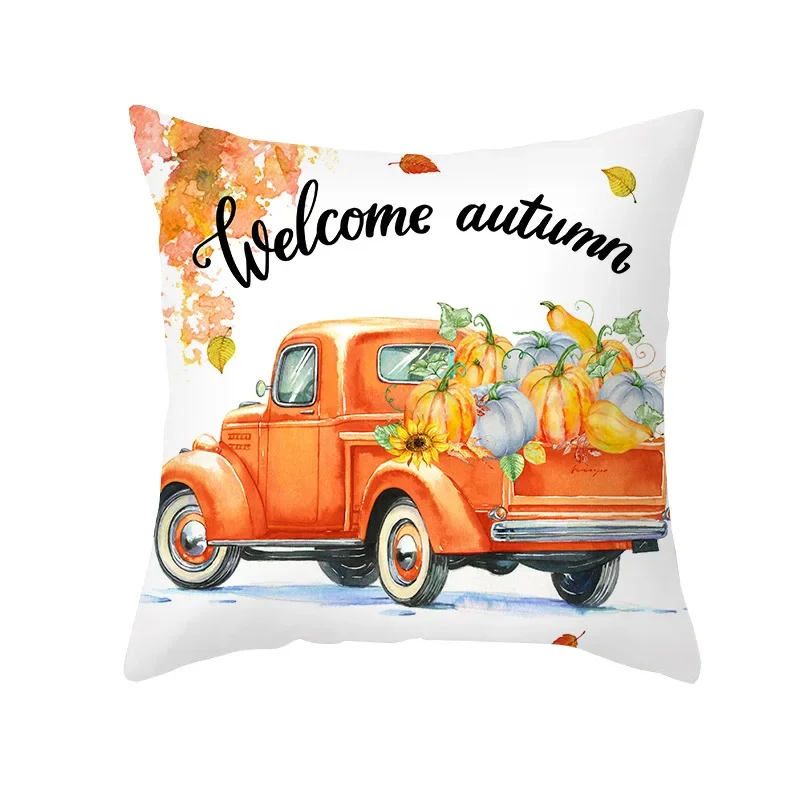 Autumn Maple Leaf Pillow Case  Fall Maple Leaf Pumpkin Pillow Case Cover Thanksgiving Day Decoration Pillowcase Autumn Pillow