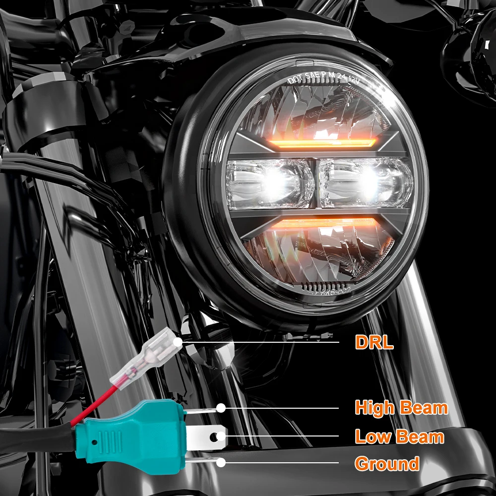 Emark Approved R148 R149 LED Scheinwerfer 5,75 Zoll 5-3/4" Motorcycle Headlamp Lights for Harley Davidson Hauptscheinwerfer Schw