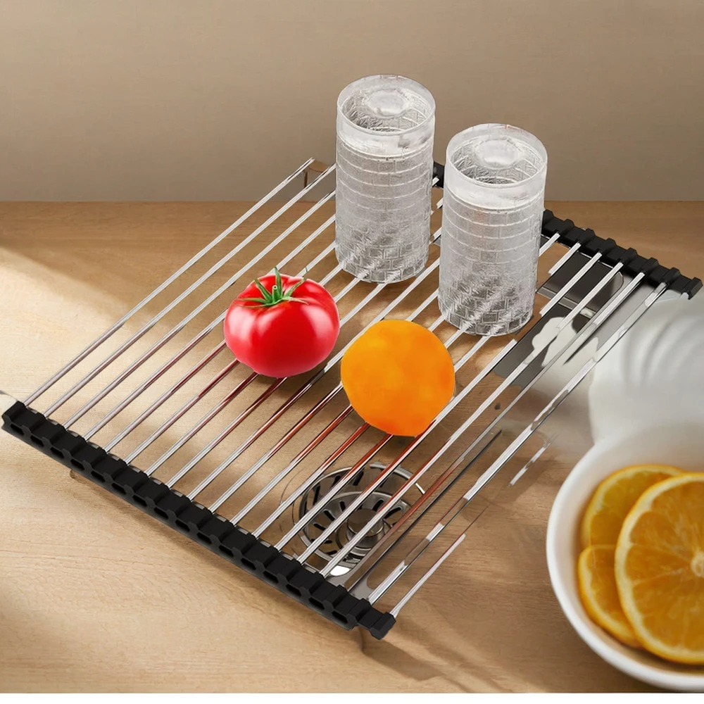 Sopewod Single-Tier Metal Dish Rack Bowl Drain Sink Storage for Kitchen Floor Type Installation Tool Use