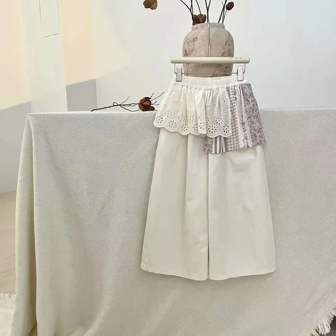 

Girl Pants 2025 Summer New Childrens Clothing Korean Style Girl Baby Lace Fart Curtain Skirt Pants Casual Simple Daily