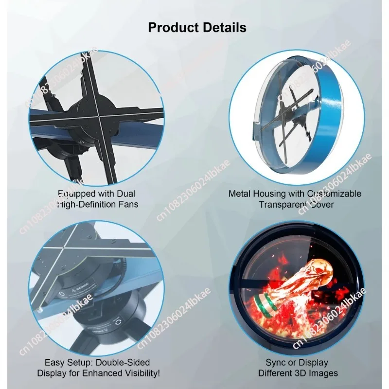 Double-sided holographic fan 3D advertising fan outdoor solution holographic 3D projector 3D holographic fan