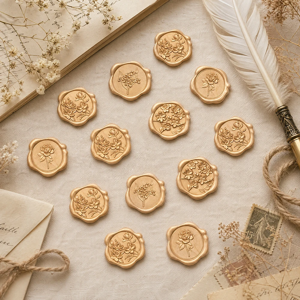 Wax Seal Stamp Set - 40 Buah Stiker Segel Lilin Bunga