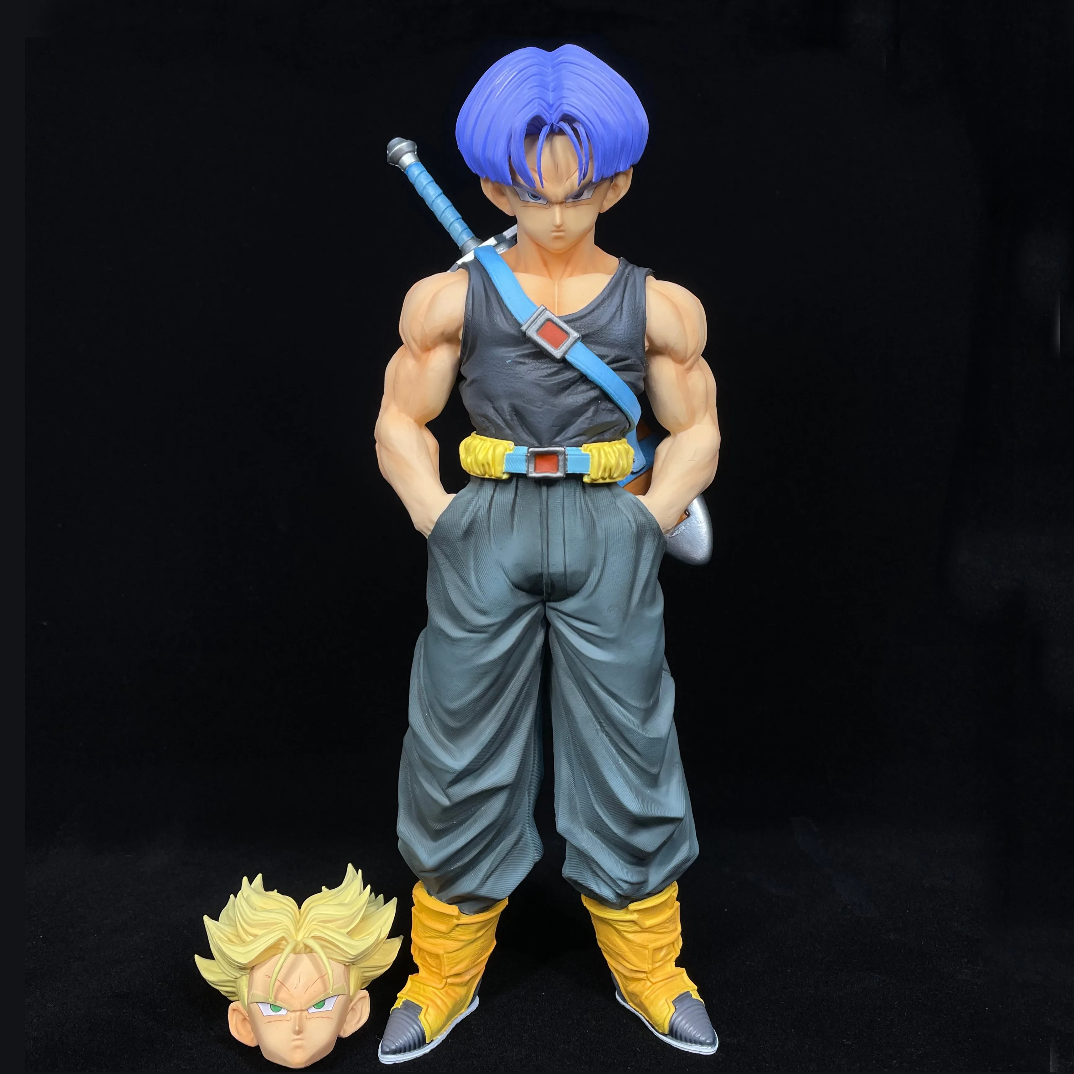 

25cm YS Anime Dragon Ball Z Trunks Figure Future Trunks Action Figures PVC Two Heads Replacable Desktop Model Toys for Boy Gift