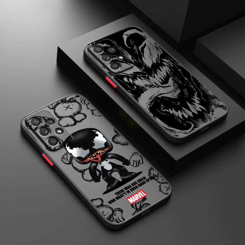 Marvel Venom For Samsung S23 S22 S21 S20 FE S10 S9 Note 20 10 Ultra Lite Pro Plus Frosted Translucent Phone Case