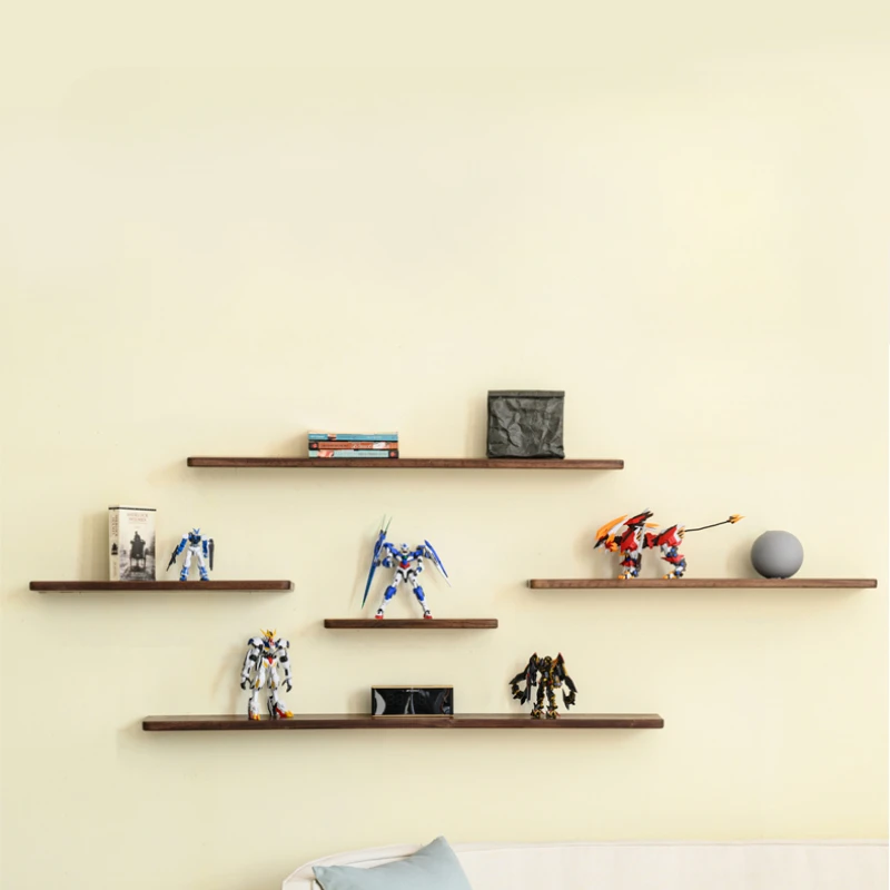 

Whole Piece t Wood Floating Shelf Solid Wood Wall-Mounted Storage Shelf TV Console Organizer Rustic Wooden Display Shelf