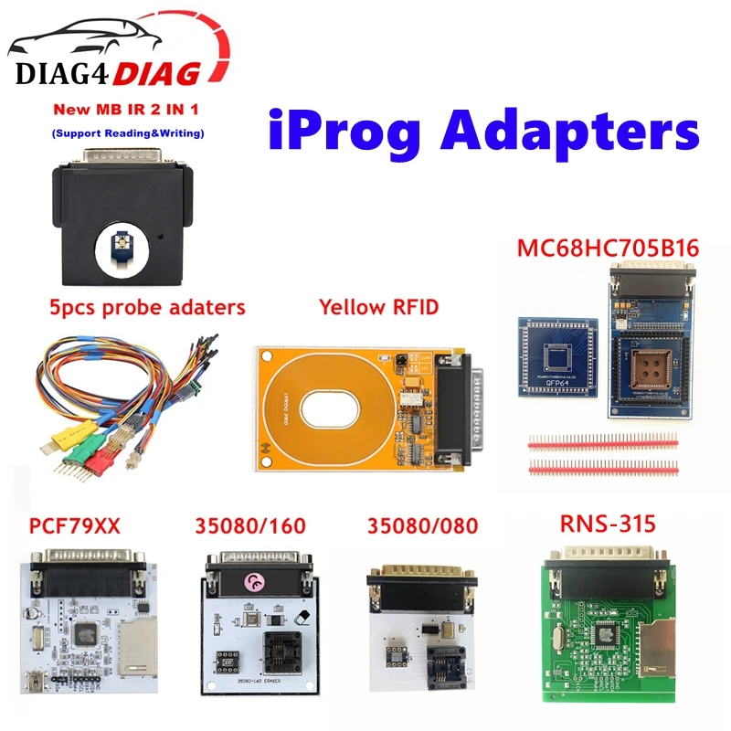 For IPROG 3in1 Iprog+ PLUS Adapters PCF79XX 35080/160 Eraser 35080 RNS-315 MC68HC705B16 5 probe IR MB Adapters