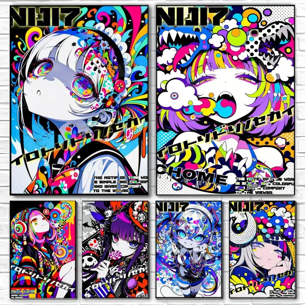 Classic Motif N-Neon Psychedelic Style Poster Self-adhesive Art Waterproof Paper Sticker Coffee House Bar Room Wall Decor