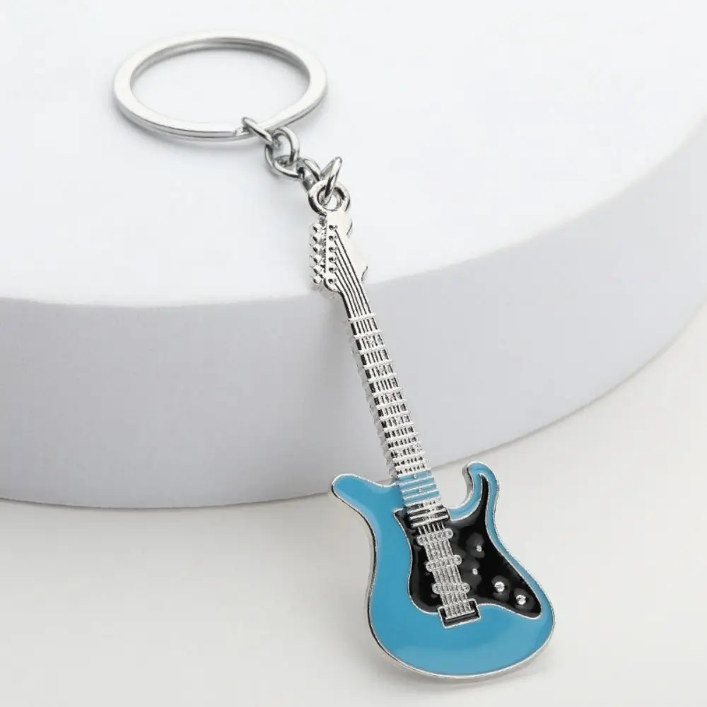 

Korean Style Jewelry Zinc Alloy Guitar Keychain Musical Elements Bass Bag Pendant Portable Music Lovers Gift Couple