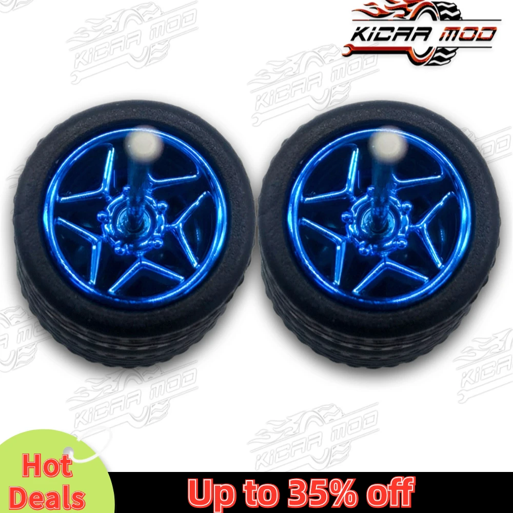 Roda mobil Model 1/64 dengan ban karet dapat dilepas Pentagram suku cadang Refitting untuk mainan Diecast Hot Wheels Matchbox D:11mm 1 Set